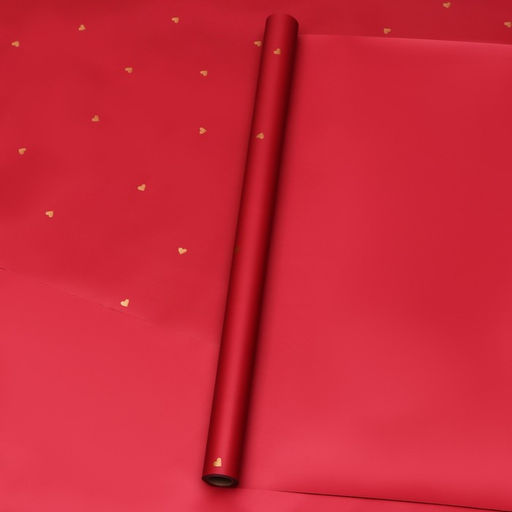 Пленка для цветов, 57 см ×10 м, «Сердечки», винная, 65 микрон