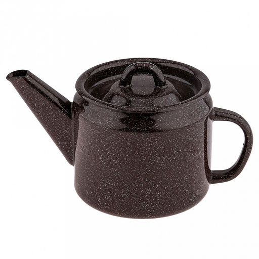 "Коричневый рябчик" Чайник эмалированный 1л, д12см, h10,2см, металлическая крышка, металлическая фиксированная ручка (Россия)