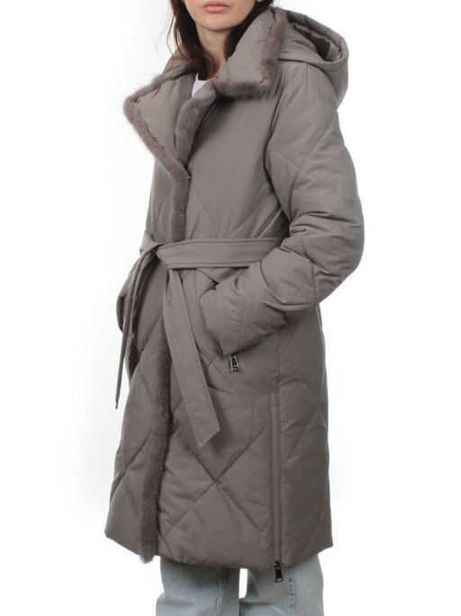 309 GRAY Пальто зимнее стеганое женское (200 гр. холлофайбер, натуральная норка) - Fashion фото 5