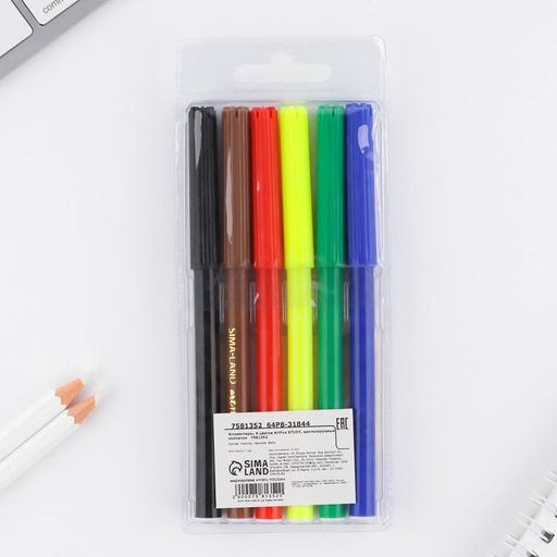 Цена за 3 шт. Фломастеры 6 цветов вентилируемый колпачок с европодвесом