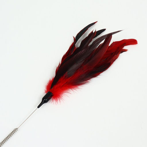 Дразнилка с перьями и 2 метал. бубенчиками и двойной ручкой (жёсткая/гибкая), 60 см, микс - Пижон фото 2