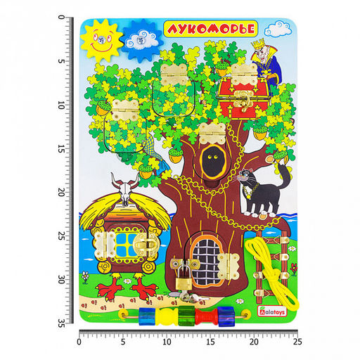 Игрушка Бизиборд Лукоморье 35х25х3см, развивающая, МДФ, ЛХДФ, фанера, пластик, металл, текстиль, в коробке (Россия) - Домашняя мода фото 11