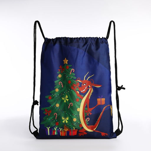 Мешок новогодний на шнурке, цвет синий - Simaland фото 2