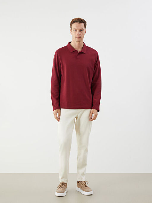 Polo Yaka Uzun Kollu Erkek Sweatshirt
