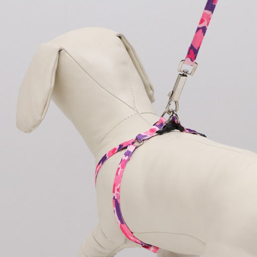 Комплект Камуфляж, капрон, поводок 120 х 1 см, ОГ 21-35 см, розово-фиолетовый - Пижон фото 7