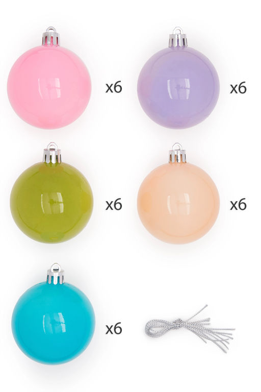Набор новогодних шаров 6 см (30 шт) SF-8000, микс - Больше подарков фото 2