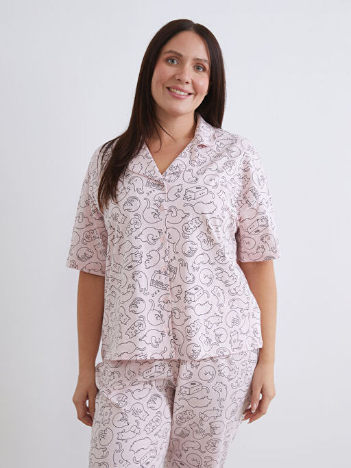 B?y?k Beden G?mlek Yaka Kad?n Pijama Tak?m?