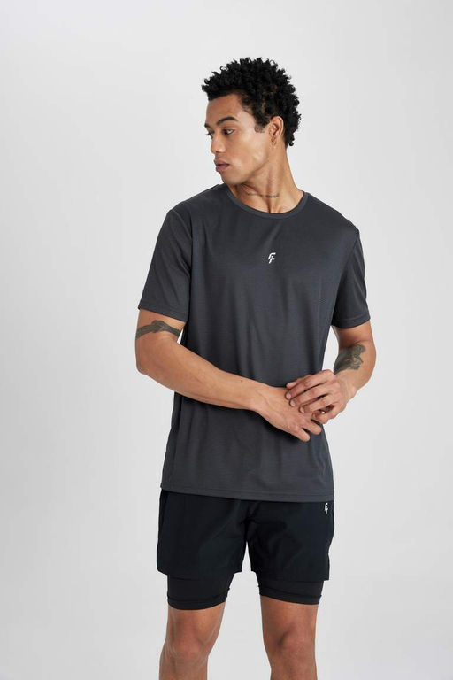 DeFactoFit Спортивная футболка узкого кроя с круглым вырезом и короткими рукавами с принтом  фото 6