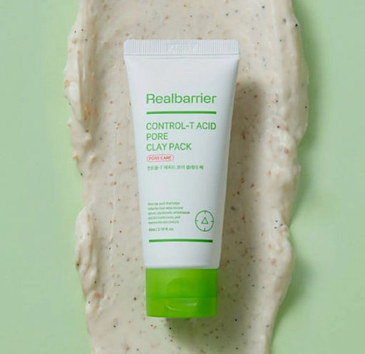 Real Barrier Control-T Acid Pore Clay Pack, 80ml - Глиняная маска с кислотами