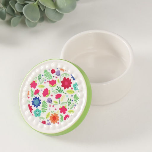 Шкатулка для украшений Цветочная полянка, керамика, 7.5?7.5?4.5 см