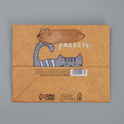 Пакет крафтовый горизонтальный Несу радость, S 15 12 5,5 см - Дарите счастье фото 6
