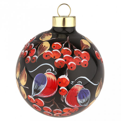 Елочная игрушка шар стеклянная д8см, черный, ручная художественная роспись, подарочная упаковка (Россия) - Домашняя мода фото 2