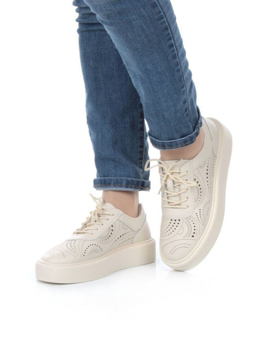 05-PDD166-1 BEIGE Кроссовки женские (натуральная кожа) - Фабричный китай фото 4