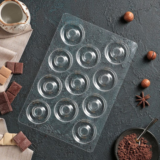 Цена за 20 шт. Форма для конфет и шоколада Пончик, 27?18 см, 11 ячеек, прозрачная - Simaland фото 5