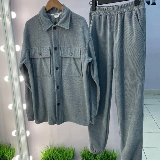 флис вельвет, Костюм с рубашкой, серый - Knitka wear фото 10