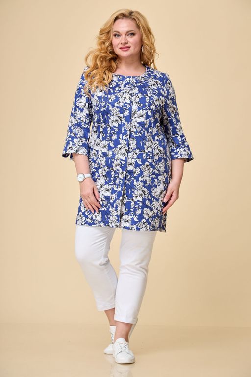 Жакет БелЭльСтиль 756 сине-белые цветы фото 3