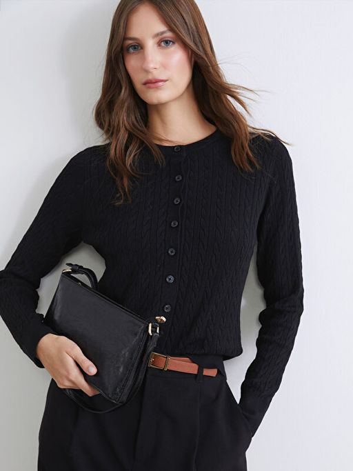 Bisiklet Yaka Kendinden Desenli Kad?n Triko H?rka