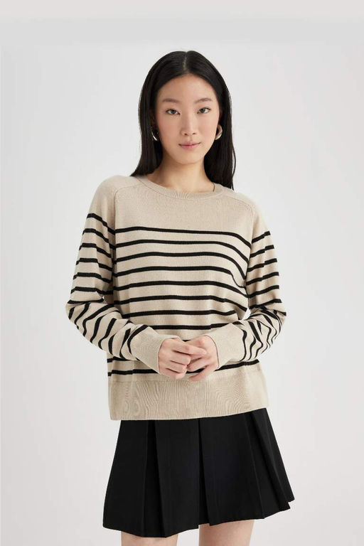 Свитер обычного кроя с круглым вырезом - Defacto фото 3