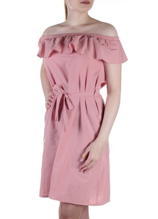 829 PINK Платье хлопковое с поясом Fashion
