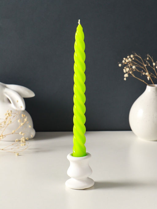 Набор свечей витых, 2.3×24.5 см, 5 ч, 50 г, 4 шт., зелёный