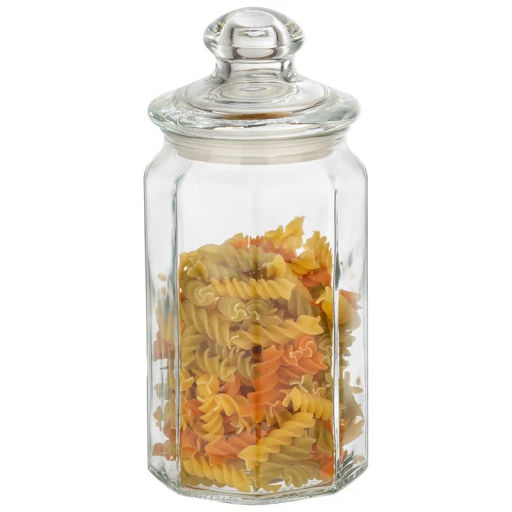 Стеклянная банка для сыпучих продуктов с фигурной стеклянной крышкой, Lattina 0.9л, 004469 /Mallony/ фото 2