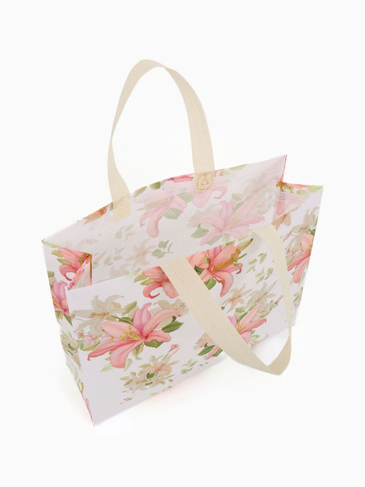 Цена за 2 шт. Сумка хозяйственная без застёжки, с цветочным принтом, 32×10×26 см, белая