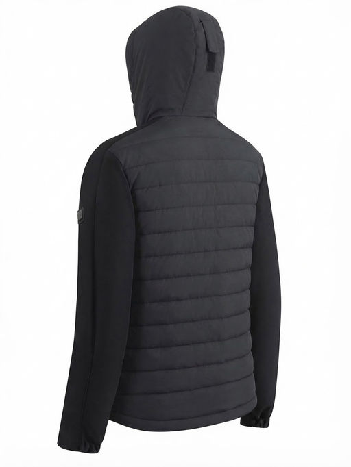 Куртка мужская гибридная стёганая с капюшоном с графеновой подкладкой черного цвета 9627_1Ch