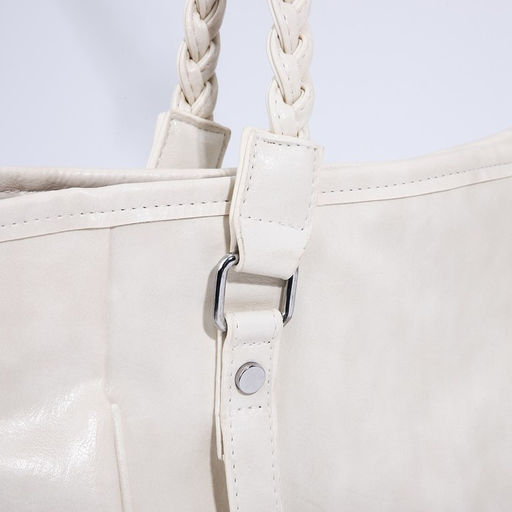 Сумка-шопер женская на молнии, размер 44×10×29 см, однотонная, белая