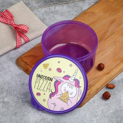 Цена за 2 шт. Ланч - бокс круглый Unicorn pizza, 500 мл - Сима-Ленд фото 2