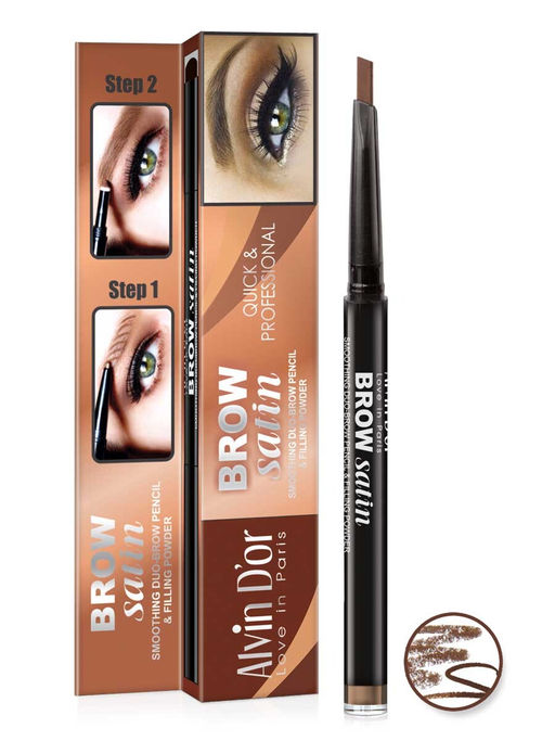 Alvin Dor P-5 Дуэт для бровей карандаш+пудра Brow Satin (тон 01 medium brown)