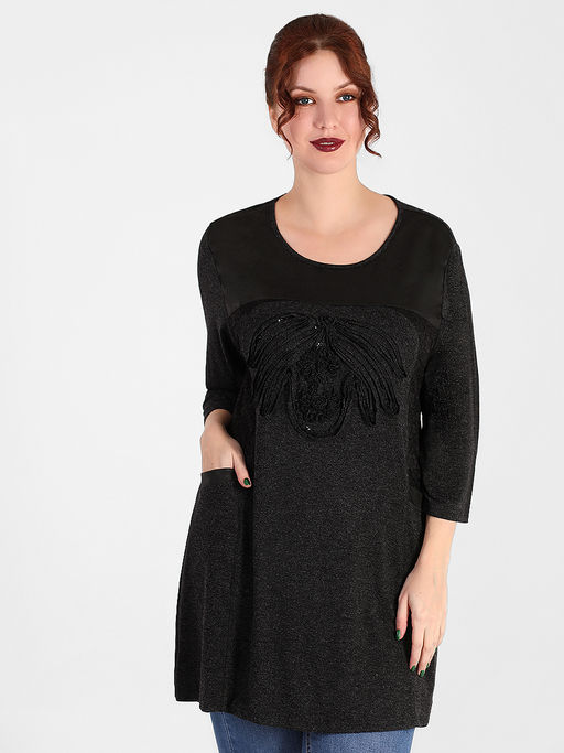 Туника женская больших размеров теплая черная