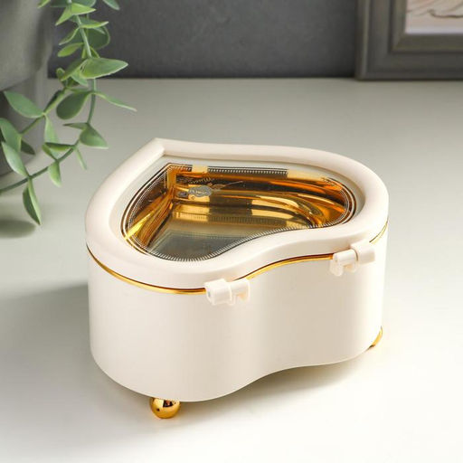 Шкатулка музыкальная механическая Белое сердце с балериной, 7?13?11.5 см