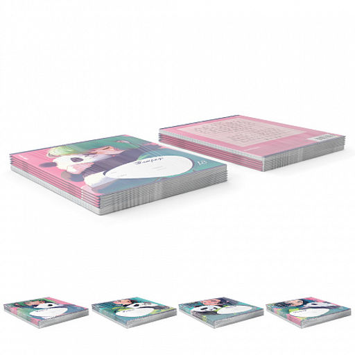 Цена за 10 шт. Тетрадь школьная ученическая ErichKrause Panda Hugs, 18 листов, линейка (в плёнке по 10 шт.)_MIX-PACK  фото 9