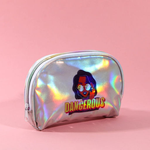 Косметичка-трапеция DANGEROUS, голографический PVC, 20 х 13 см - Beauty fox фото 3