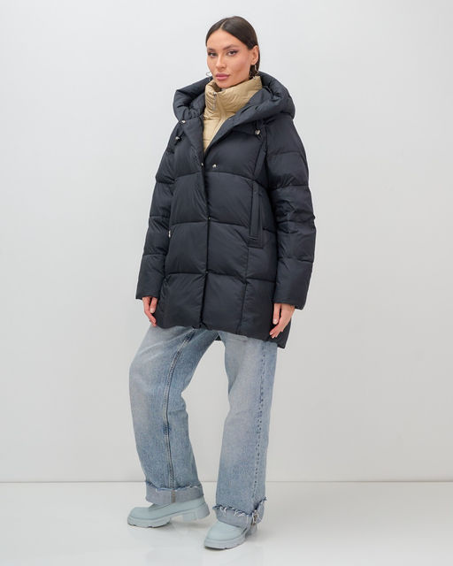 Куртка двубортная женская зимняя с капюшоном черного цвета 7736Ch Бренд: Visdeer  фото 13