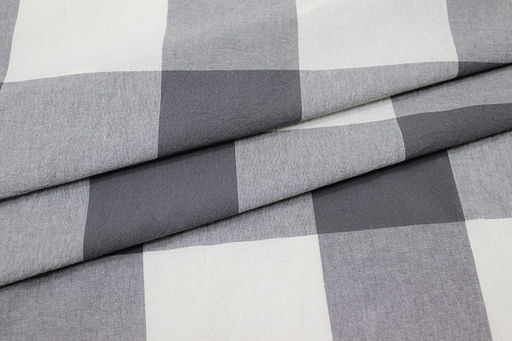Вареный (стираный) хлопок Клетка (9.5*9.5см) цв.графитовый/молочный, ш.2.5м, хл-100%, 125гр/м.кв - Купава фото 4