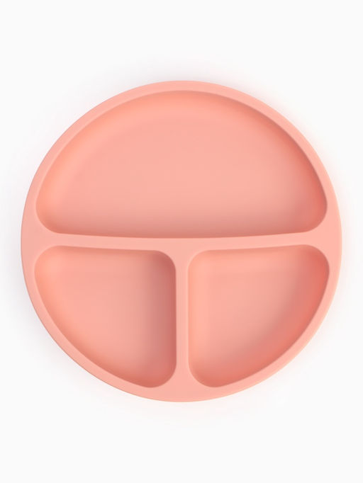 Тарелка детская секционная с ложкой и вилкой, 3 секции, розовый, Mum&Baby