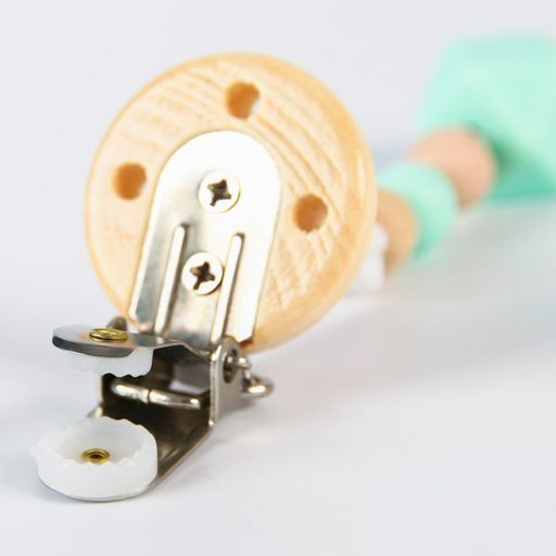 Держатель для соски - пустышки силиконовый Baby of nature, цвет бежевый/мятный - Крошка я фото 4