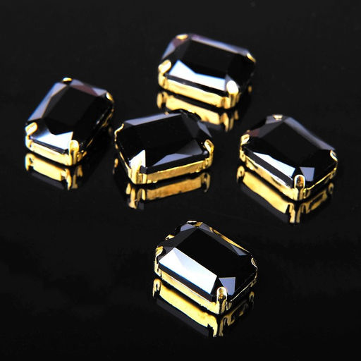 Стразы в цапах (набор 5 шт), 10х14мм, цвет чёрный в золоте - Queen fair фото 2