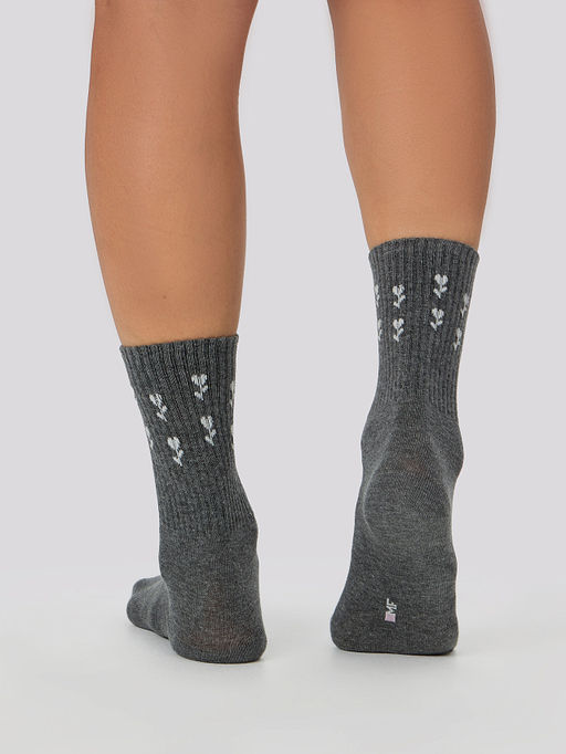 Цена за 5 пар! Носки женские серые с рисунком в виде цветов - Mark formelle фото 4