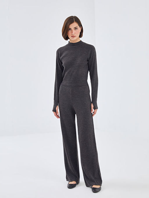 Beli Lastikli Dokulu Kad?n Triko Pantolon