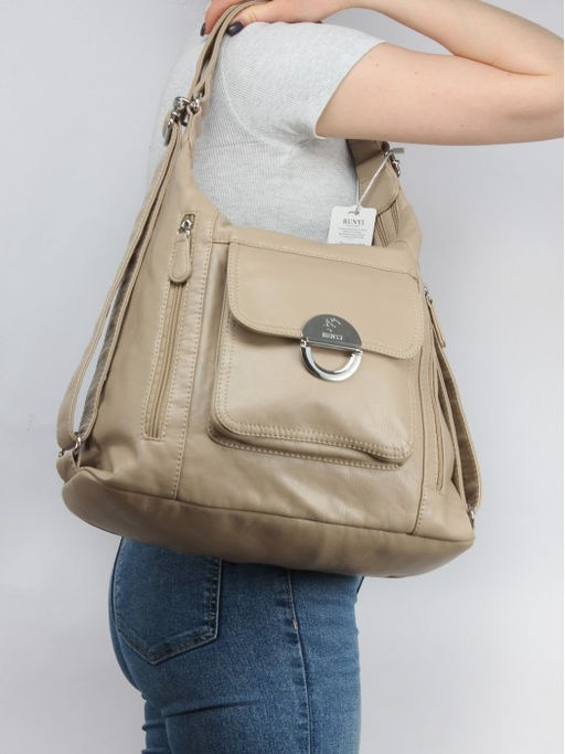 Сумка женская искусственная кожа Guecca-1673 (рюкзак-change), 2отд, бежевый SALE 264961 - Adelia фото 9