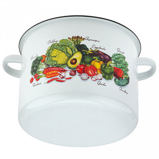 "Урожай" Кастрюля эмалированная 4,5л, цилиндрическая форма, металлическая крышка, белый (Россия)