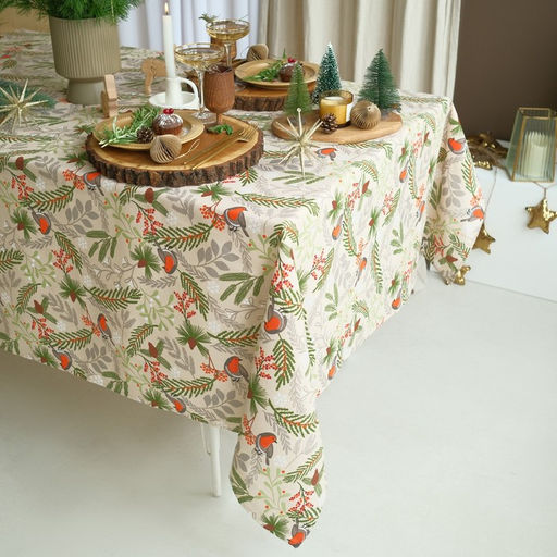 Скатерть новогодняя Доляна Bullfinch 149х220 см, 100% хл, рогожка 164 г/м2  фото 3
