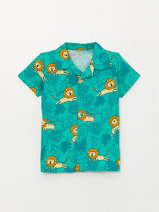 G?mlek Yaka K?sa Kol Bask?l? Erkek Bebek Pijama Tak?m? - Waikiki фото 2