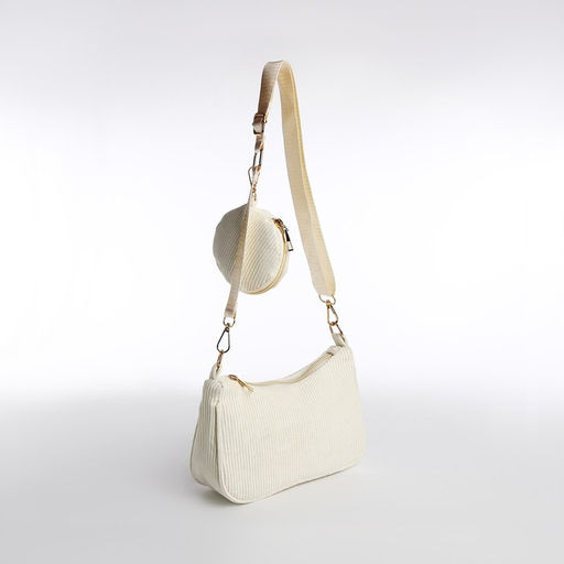 Сумка-багет на молнии, цвет молочный - Nazamok фото 7