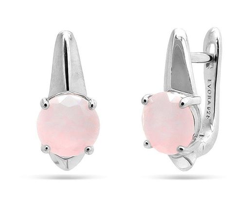 Серьги из серебра розовый кварц, МЦВ173