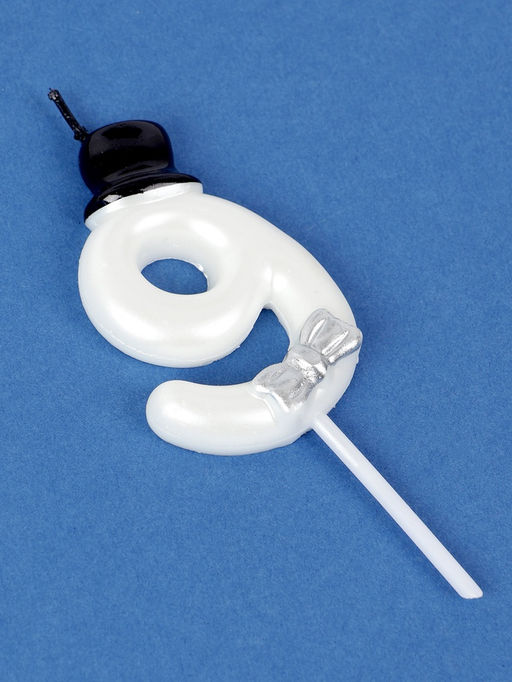 Цена за 3 шт. Свеча для торта «Джентельмен», цифра 9, белая