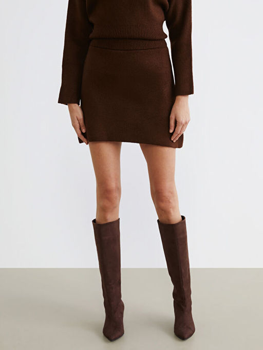 Beli Lastikli Triko Mini Etek