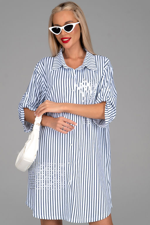 Платье  рубашка Молли (мелкая полоска) - Эльза фото 15